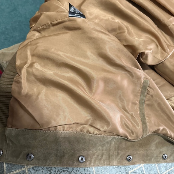 NWT Slate&Stone suede winter bomber jacket camel color snap on buttons size XL - Picture 6 of 6